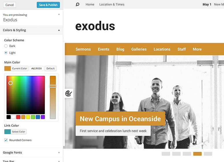 Exodus Customizer Colors