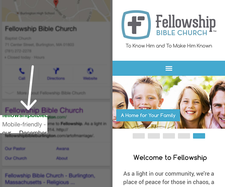 Mobile-friendly Google Results for Church Website