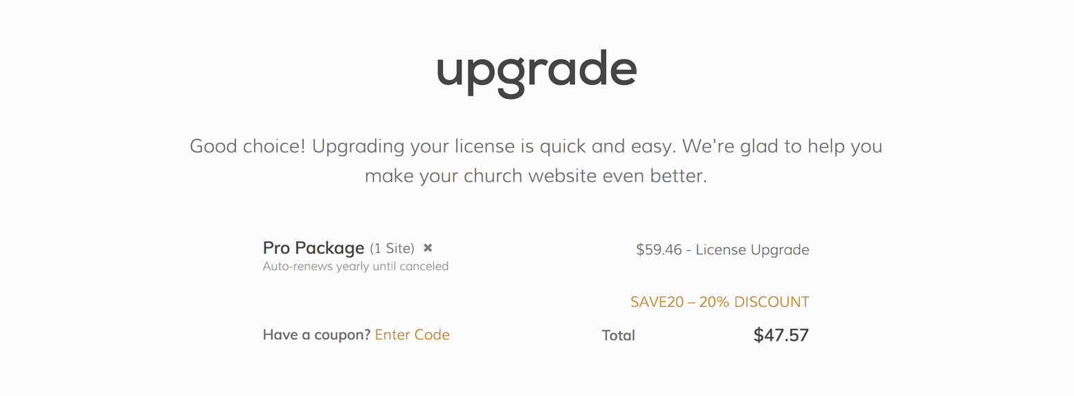 Upgrade Checkout